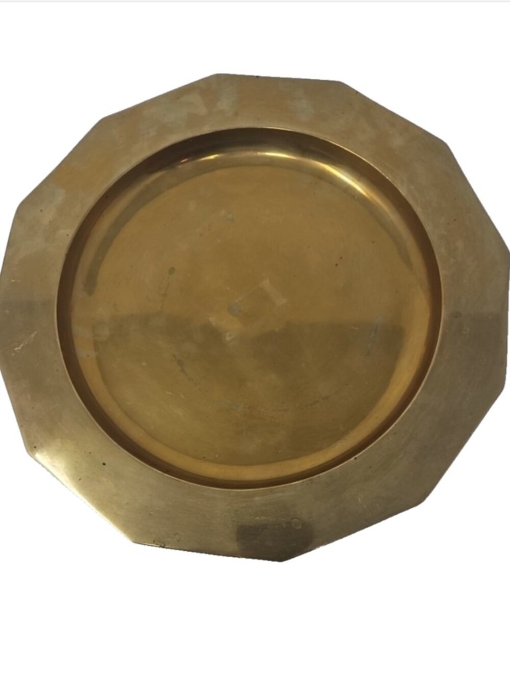 Vintage Frederick Cooper Chicago 12 Sided Solid Brass Salver Charger Plate Tray